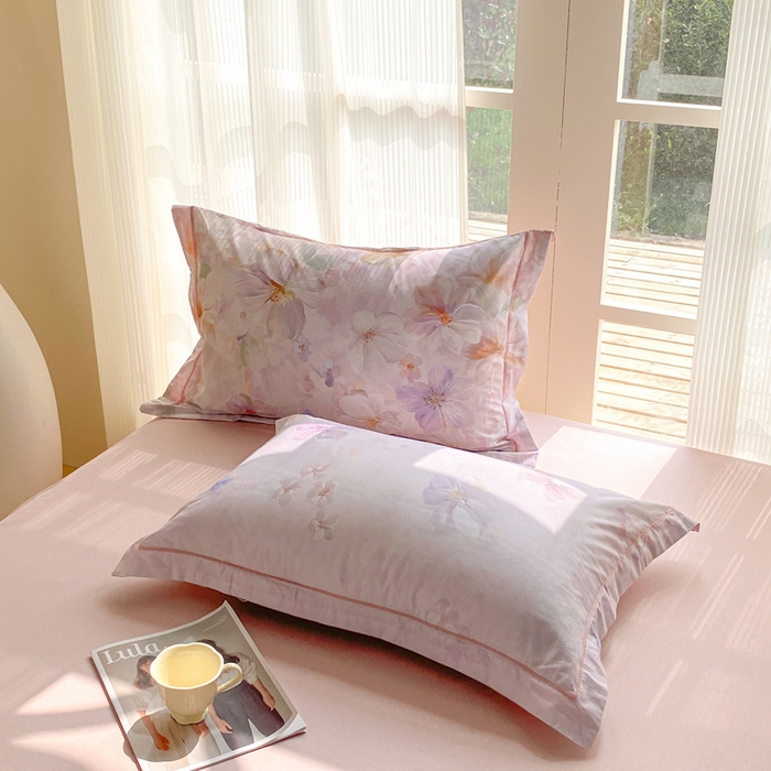 91家纺网 家纺一手货源 找家纺 凌鼎 2026新款高支高密100%全棉数码印花四件套 溯梦粉