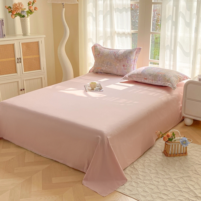 91家纺网 家纺一手货源 找家纺 凌鼎 2026新款高支高密100%全棉数码印花四件套 月光水影粉