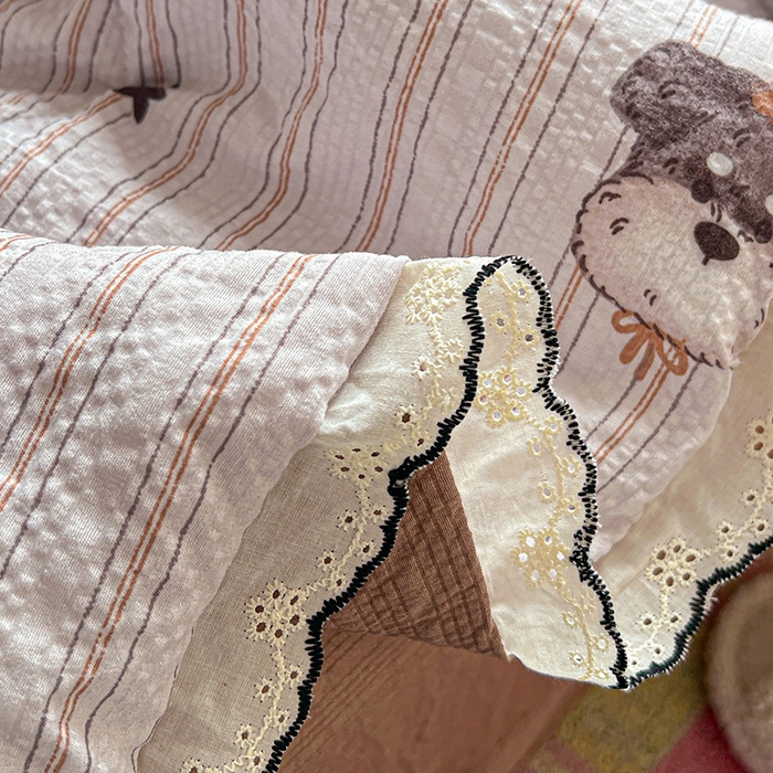 91家纺网 家纺一手货源 找家纺 仟网汇 2026新款法式花边泡芙纱夏被四件套 道格先生