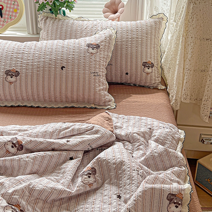 91家纺网 家纺一手货源 找家纺 仟网汇 2026新款法式花边泡芙纱夏被四件套 道格先生