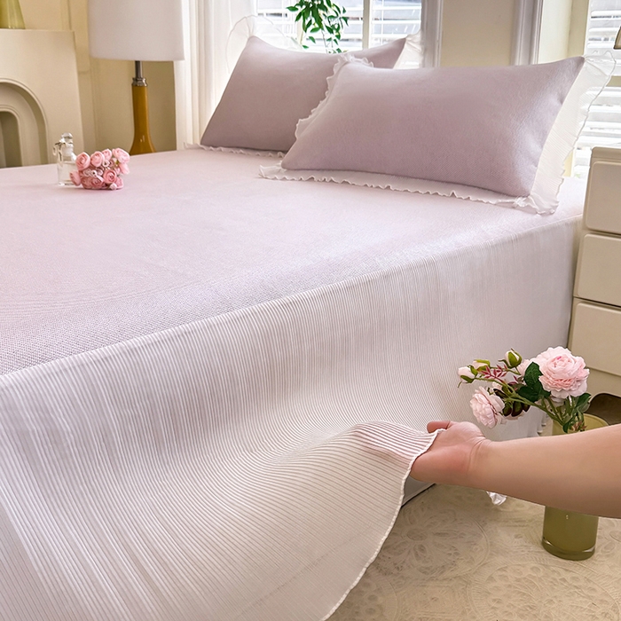 91家纺网 家纺一手货源 找家纺 （总）逸尚阁 2026新款纯色雪纺冰藤床裙凉席三件套