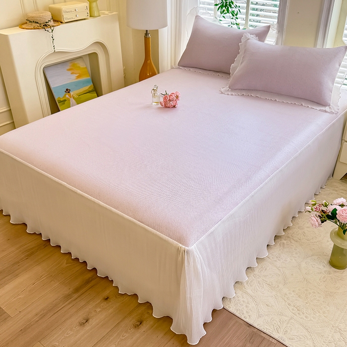 91家纺网 家纺一手货源 找家纺 （总）逸尚阁 2026新款纯色雪纺冰藤床裙凉席三件套