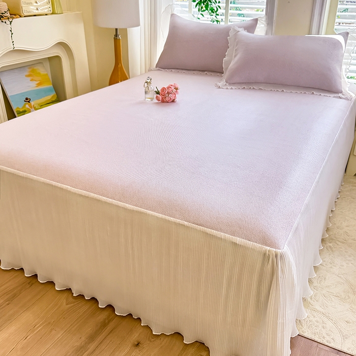 91家纺网 家纺一手货源 找家纺 （总）逸尚阁 2026新款纯色雪纺冰藤床裙凉席三件套