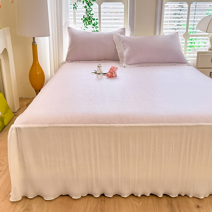 91家纺网 家纺一手货源 找家纺 （总）逸尚阁 2026新款纯色雪纺冰藤床裙凉席三件套