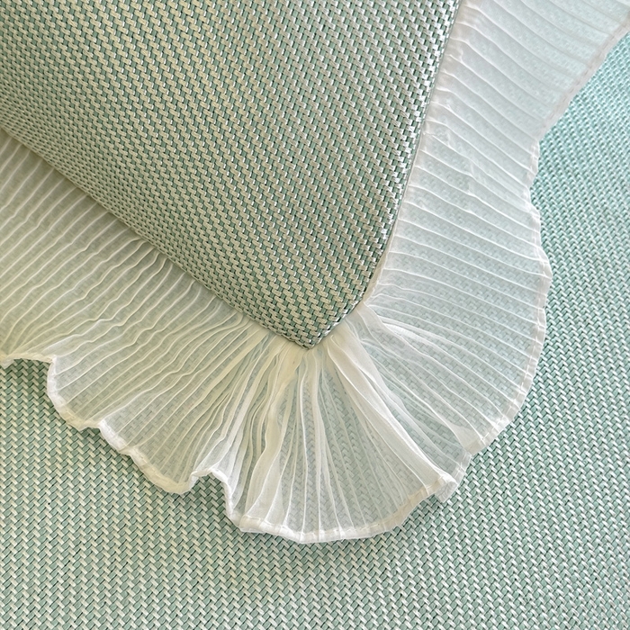 91家纺网 家纺一手货源 找家纺 逸尚阁 2026新款纯色雪纺冰藤床裙凉席三件套 冰藤床裙-绿