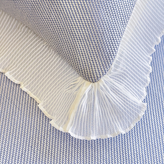 91家纺网 家纺一手货源 找家纺 逸尚阁 2026新款纯色雪纺冰藤床裙凉席三件套 冰藤床裙-蓝