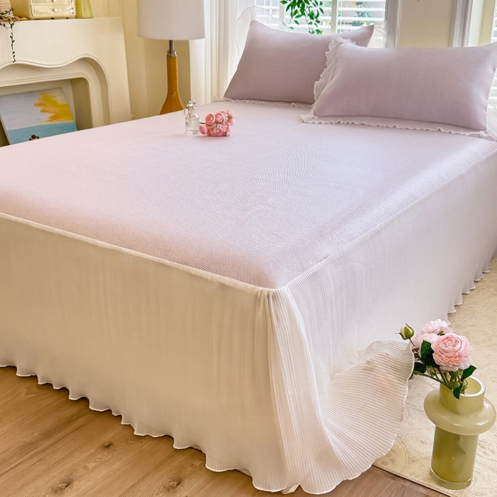 91家纺网 家纺一手货源 找家纺 （总）逸尚阁 2026新款纯色雪纺冰藤床裙凉席三件套