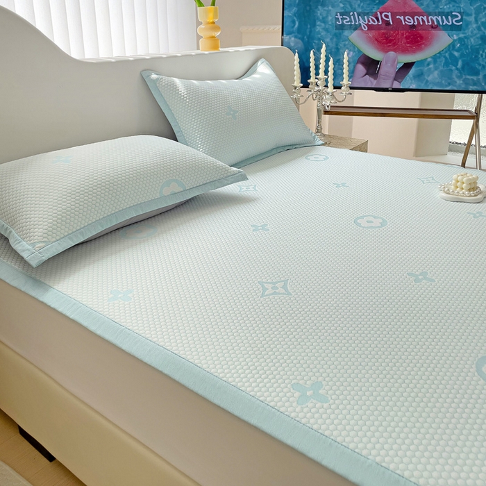 91家纺网 家纺一手货源 找家纺 逸尚阁 2026新款凉感凉豆豆提花凉席三件套星尘豆豆席 星尘-琥珀蓝