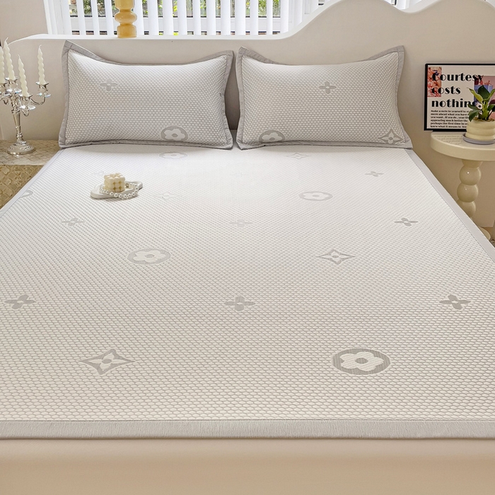 91家纺网 家纺一手货源 找家纺 逸尚阁 2026新款凉感凉豆豆提花凉席三件套星尘豆豆席 星尘-椰子灰