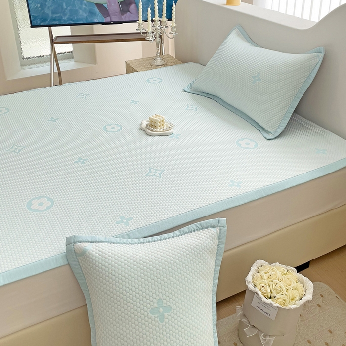 91家纺网 家纺一手货源 找家纺 逸尚阁 2026新款凉感凉豆豆提花凉席三件套星尘豆豆席 星尘-琥珀蓝