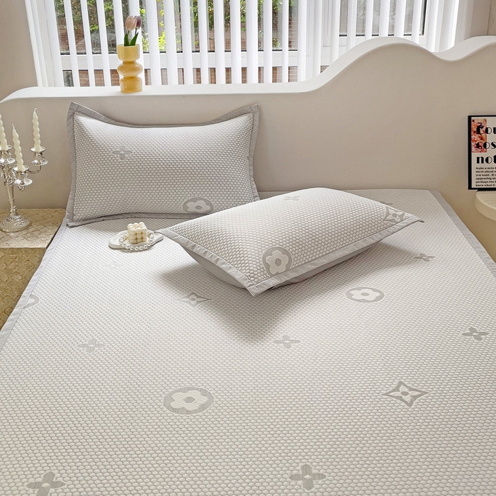 91家纺网 家纺一手货源 找家纺 逸尚阁 2026新款凉感凉豆豆提花凉席三件套星尘豆豆席 星尘-椰子灰