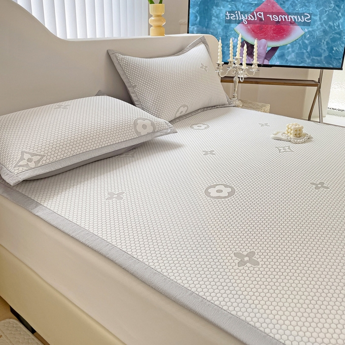 91家纺网 家纺一手货源 找家纺 逸尚阁 2026新款凉感凉豆豆提花凉席三件套星尘豆豆席 星尘-椰子灰