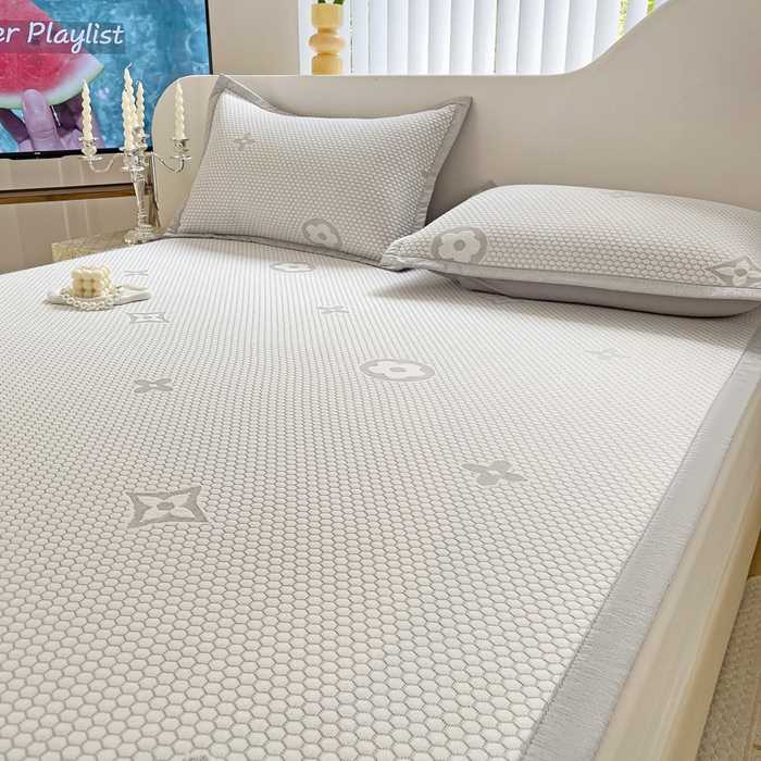 91家纺网 家纺一手货源 找家纺 逸尚阁 2026新款凉感凉豆豆提花凉席三件套星尘豆豆席 星尘-椰子灰