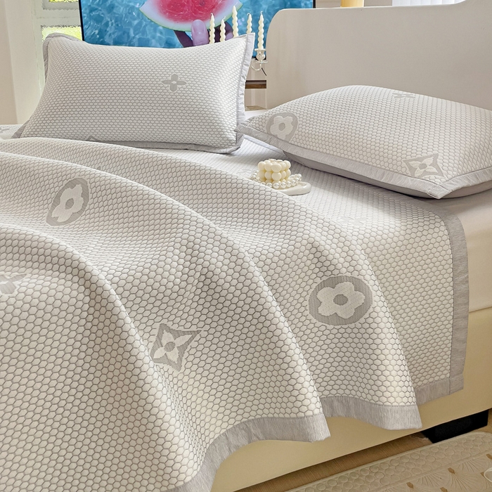 91家纺网 家纺一手货源 找家纺 逸尚阁 2026新款凉感凉豆豆提花凉席三件套星尘豆豆席 星尘-椰子灰