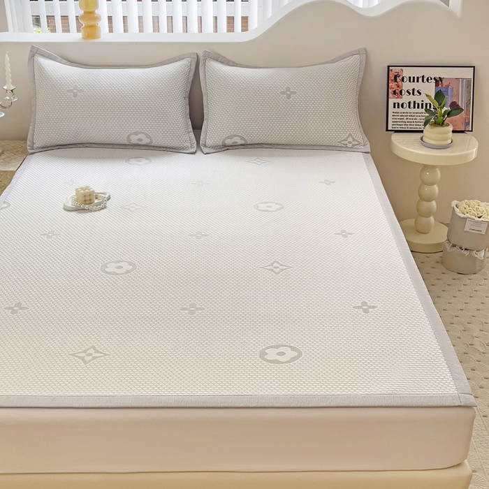 91家纺网 家纺一手货源 找家纺 逸尚阁 2026新款凉感凉豆豆提花凉席三件套星尘豆豆席 星尘-椰子灰