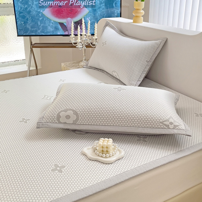 91家纺网 家纺一手货源 找家纺 逸尚阁 2026新款凉感凉豆豆提花凉席三件套星尘豆豆席 星尘-椰子灰