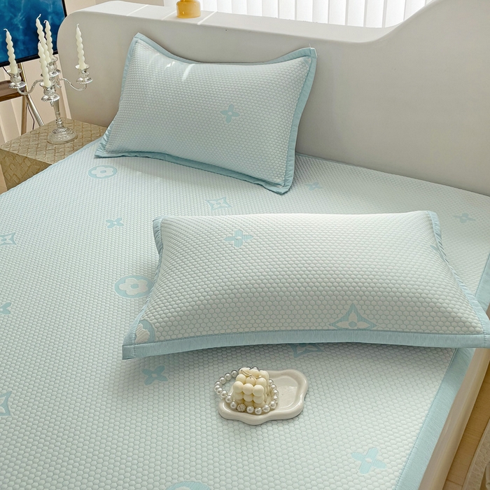 91家纺网 家纺一手货源 找家纺 逸尚阁 2026新款凉感凉豆豆提花凉席三件套星尘豆豆席 星尘-琥珀蓝