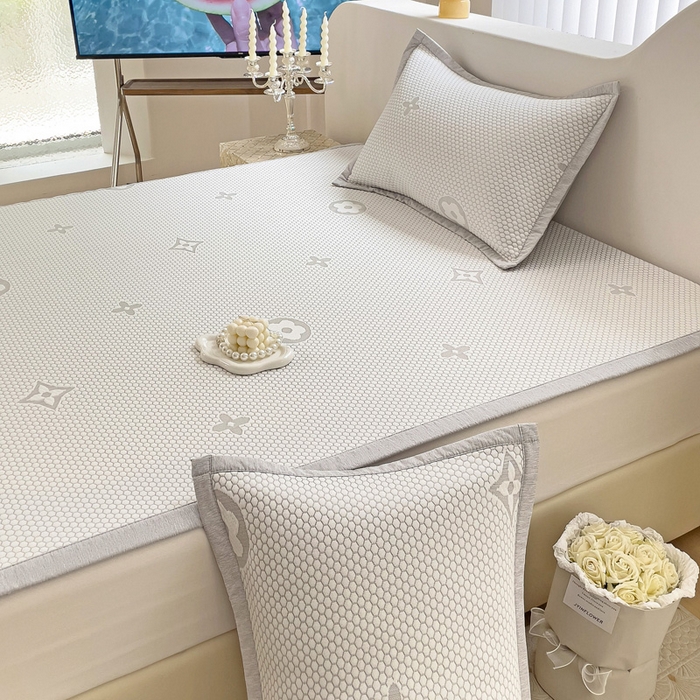 91家纺网 家纺一手货源 找家纺 逸尚阁 2026新款凉感凉豆豆提花凉席三件套星尘豆豆席 星尘-椰子灰