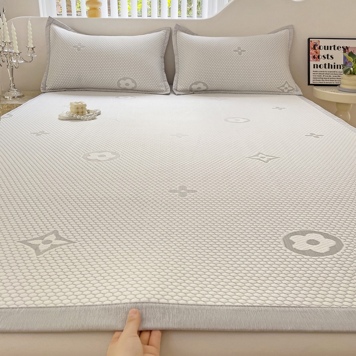 91家纺网 家纺一手货源 找家纺 逸尚阁 2026新款凉感凉豆豆提花凉席三件套星尘豆豆席 星尘-椰子灰