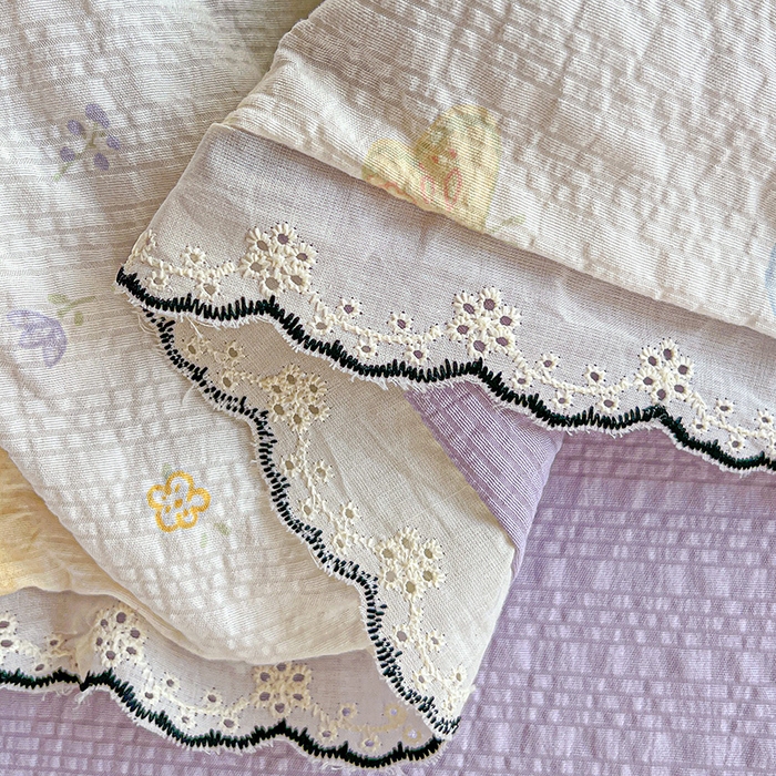 91家纺网 家纺一手货源 找家纺 仟网汇 2026新款法式花边泡芙纱夏被四件套 蝴蝶谷