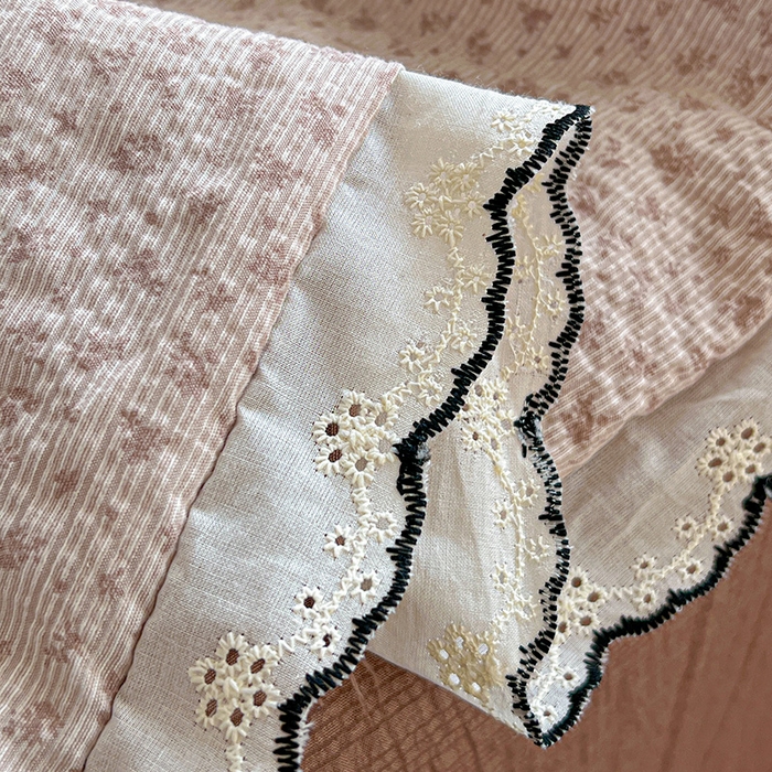 91家纺网 家纺一手货源 找家纺 仟网汇 2026新款法式花边泡芙纱夏被四件套 欢乐时光