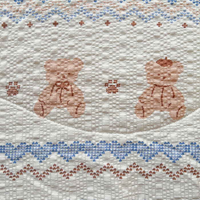 91家纺网 家纺一手货源 找家纺 仟网汇 2026新款法式花边泡芙纱夏被四件套 萌趣熊