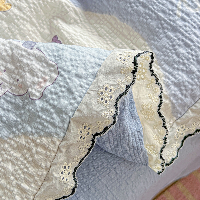 91家纺网 家纺一手货源 找家纺 仟网汇 2026新款法式花边泡芙纱夏被四件套 南瓜象