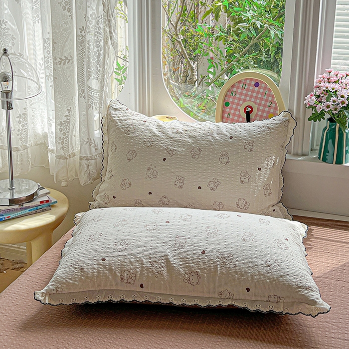 91家纺网 家纺一手货源 找家纺 仟网汇 2026新款法式花边泡芙纱夏被四件套 甜心KT