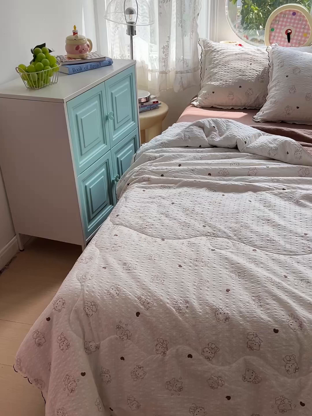 91家纺网 家纺一手货源 找家纺 仟网汇 2026新款法式花边泡芙纱夏被四件套 甜心KT