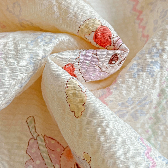 91家纺网 家纺一手货源 找家纺 仟网汇 2026新款法式花边泡芙纱夏被四件套 小矮人