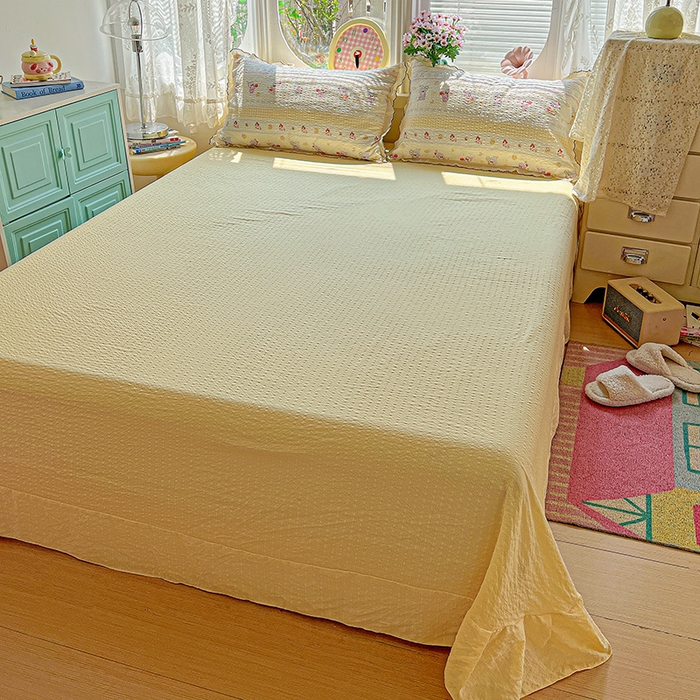 91家纺网 家纺一手货源 找家纺 仟网汇 2026新款法式花边泡芙纱夏被四件套 小矮人