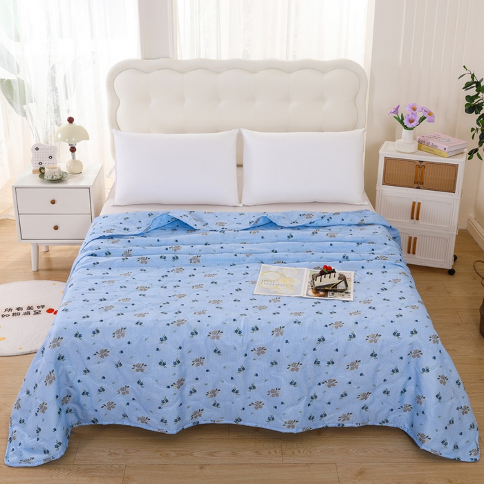 太阳树家纺 2026新款钻石绒亲肤夏凉被夏被空调被 花涧艺-蓝