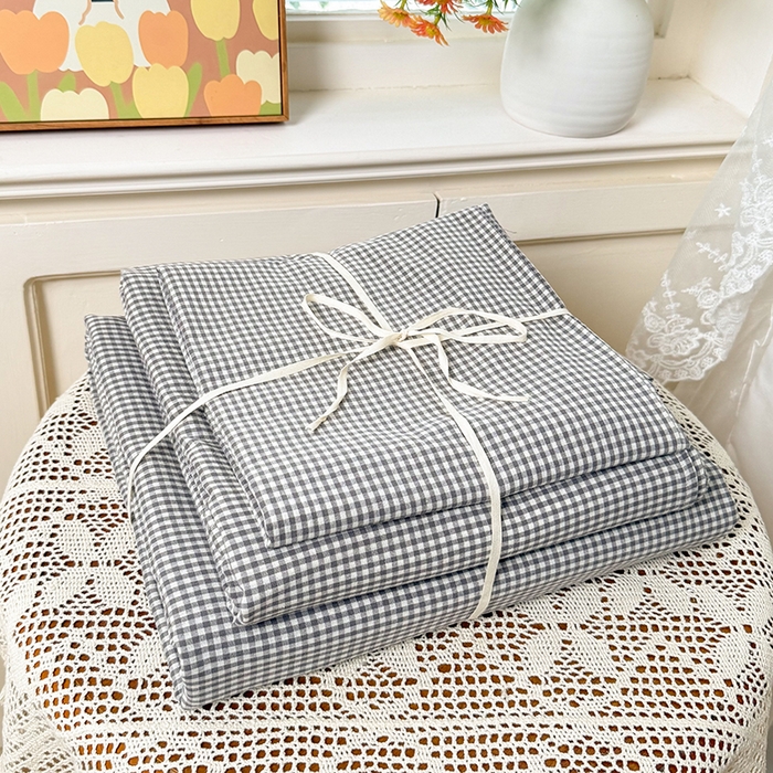 91家纺网 家纺一手货源 找家纺 （总）鑫田家纺 2026新款全棉水洗棉四件套纯棉格子学生宿舍床单三件套床笠套件