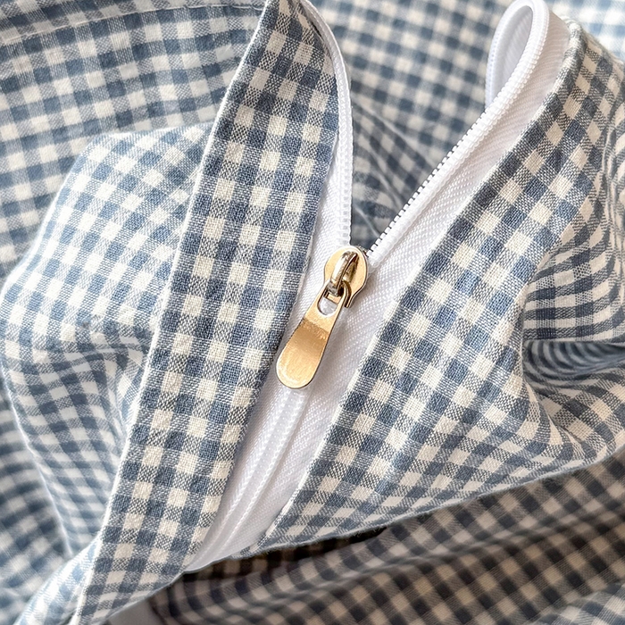 91家纺网 家纺一手货源 找家纺 鑫田家纺 2026新款全棉水洗棉四件套纯棉格子学生宿舍床单三件套床笠套件 巴厘岛蓝