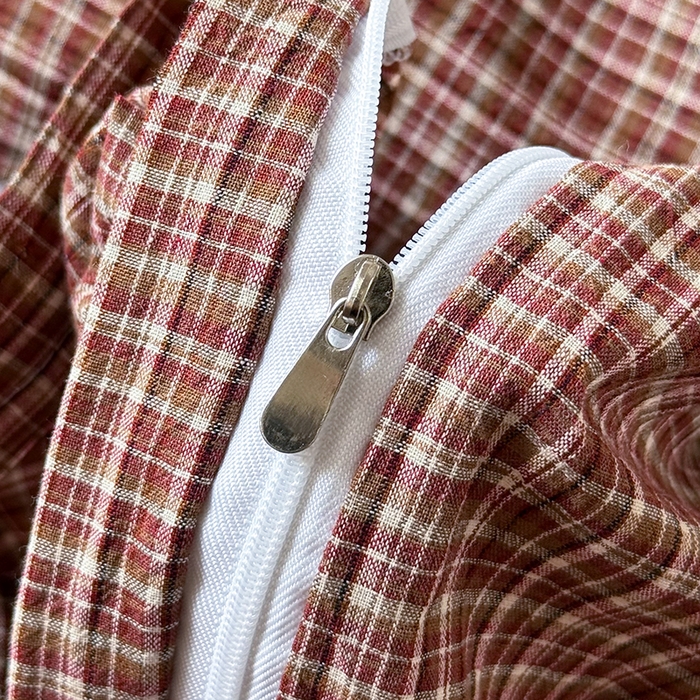 91家纺网 家纺一手货源 找家纺 鑫田家纺 2026新款全棉水洗棉四件套纯棉格子学生宿舍床单三件套床笠套件 沉香-红棕