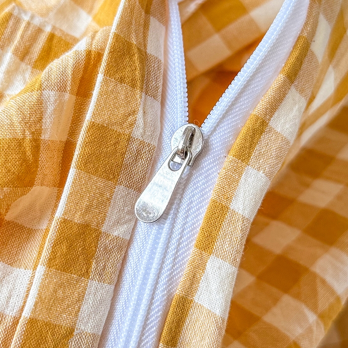 91家纺网 家纺一手货源 找家纺 鑫田家纺 2026新款全棉水洗棉四件套纯棉格子学生宿舍床单三件套床笠套件 黄小格