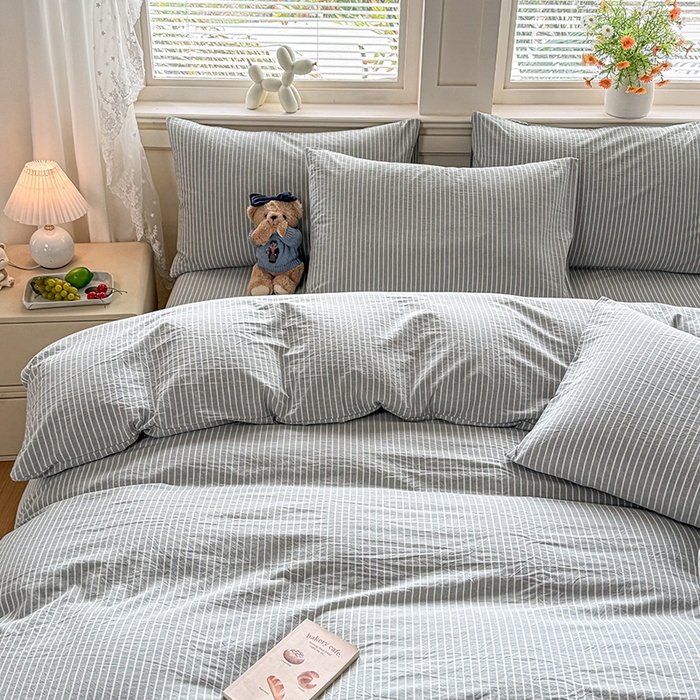 91家纺网 家纺一手货源 找家纺 鑫田家纺 2026新款全棉水洗棉四件套纯棉格子学生宿舍床单三件套床笠套件 英伦派兰