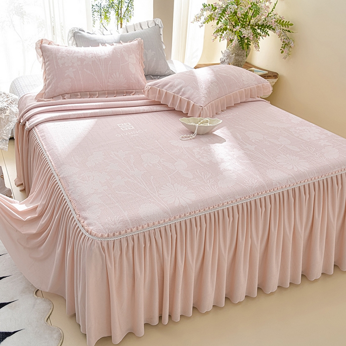 91家纺网 家纺一手货源 找家纺 （总）绘萱家居 2026新款PE提花冰凉豆豆床裙款凉席席子凉席