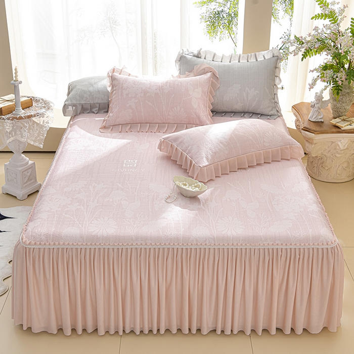 91家纺网 家纺一手货源 找家纺 （总）绘萱家居 2026新款PE提花冰凉豆豆床裙款凉席席子凉席