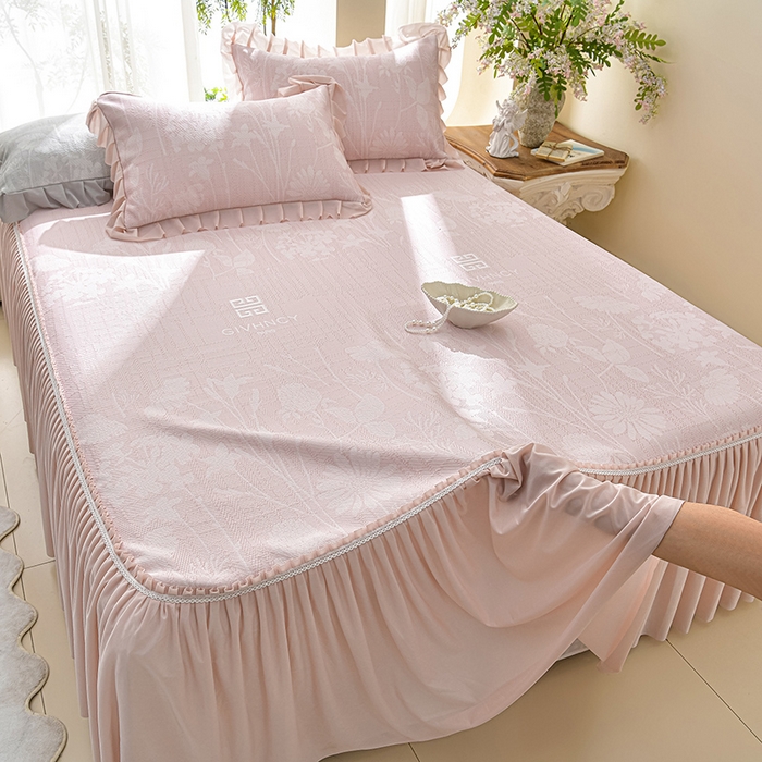 91家纺网 家纺一手货源 找家纺 （总）绘萱家居 2026新款PE提花冰凉豆豆床裙款凉席席子凉席