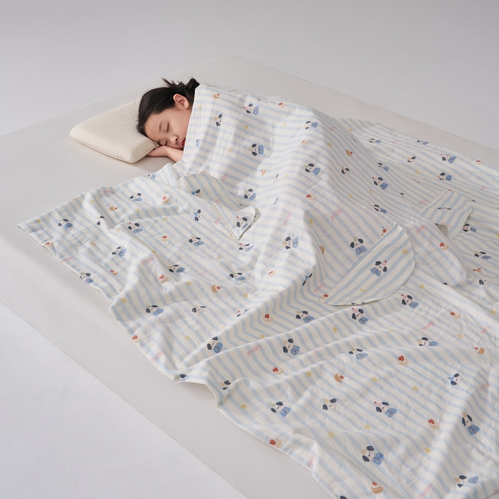 91家纺网 家纺一手货源 找家纺 暖阳 2026新款儿童双层纱布睡袋盖毯 睡袋-睡衣小狗