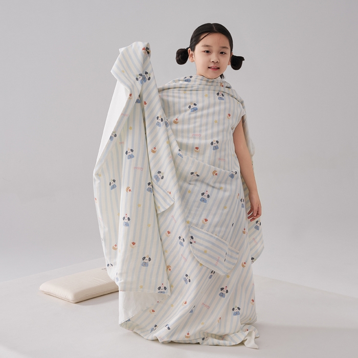 91家纺网 家纺一手货源 找家纺 暖阳 2026新款儿童双层纱布睡袋盖毯 睡袋-睡衣小狗