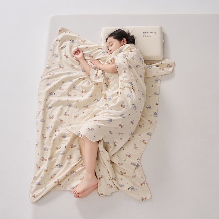 91家纺网 家纺一手货源 找家纺 暖阳 2026新款儿童双层纱布睡袋盖毯 睡袋-小挖机