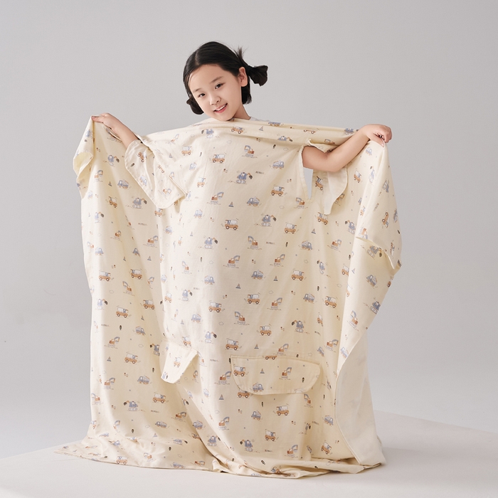 91家纺网 家纺一手货源 找家纺 暖阳 2026新款儿童双层纱布睡袋盖毯 睡袋-小挖机