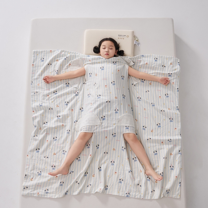 91家纺网 家纺一手货源 找家纺 暖阳 2026新款儿童双层纱布睡袋盖毯 睡袋-睡衣小狗