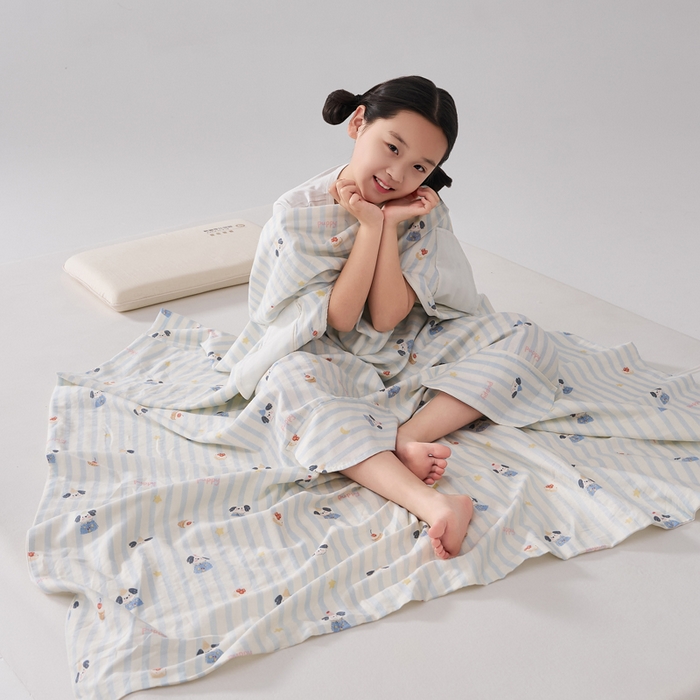 91家纺网 家纺一手货源 找家纺 暖阳 2026新款儿童双层纱布睡袋盖毯 睡袋-睡衣小狗