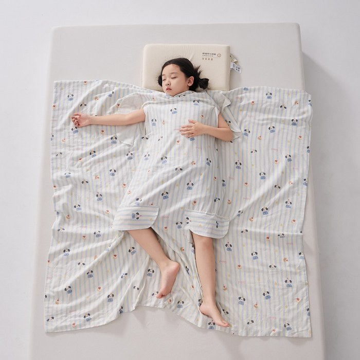 91家纺网 家纺一手货源 找家纺 暖阳 2026新款儿童双层纱布睡袋盖毯 睡袋-睡衣小狗