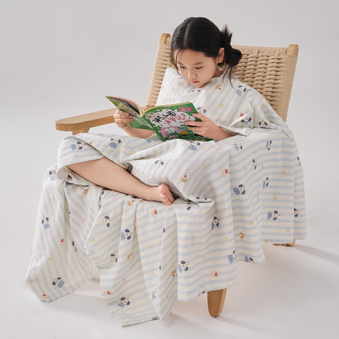 91家纺网 家纺一手货源 找家纺 暖阳 2026新款儿童双层纱布睡袋盖毯 睡袋-睡衣小狗