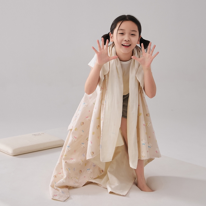 91家纺网 家纺一手货源 找家纺 暖阳 2026新款儿童双层纱布睡袋盖毯 睡袋-粉色喵喵