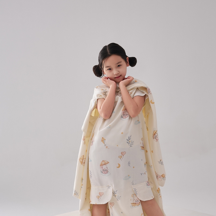 91家纺网 家纺一手货源 找家纺 暖阳 2026新款儿童双层纱布睡袋盖毯 睡袋-气球小象